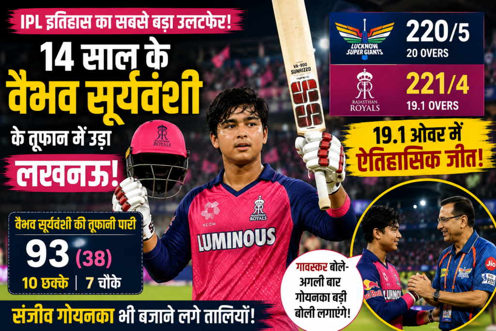 आईपीएल मैच में शॉट खेलते युवा बल्लेबाज वैभव सूर्यवंशी