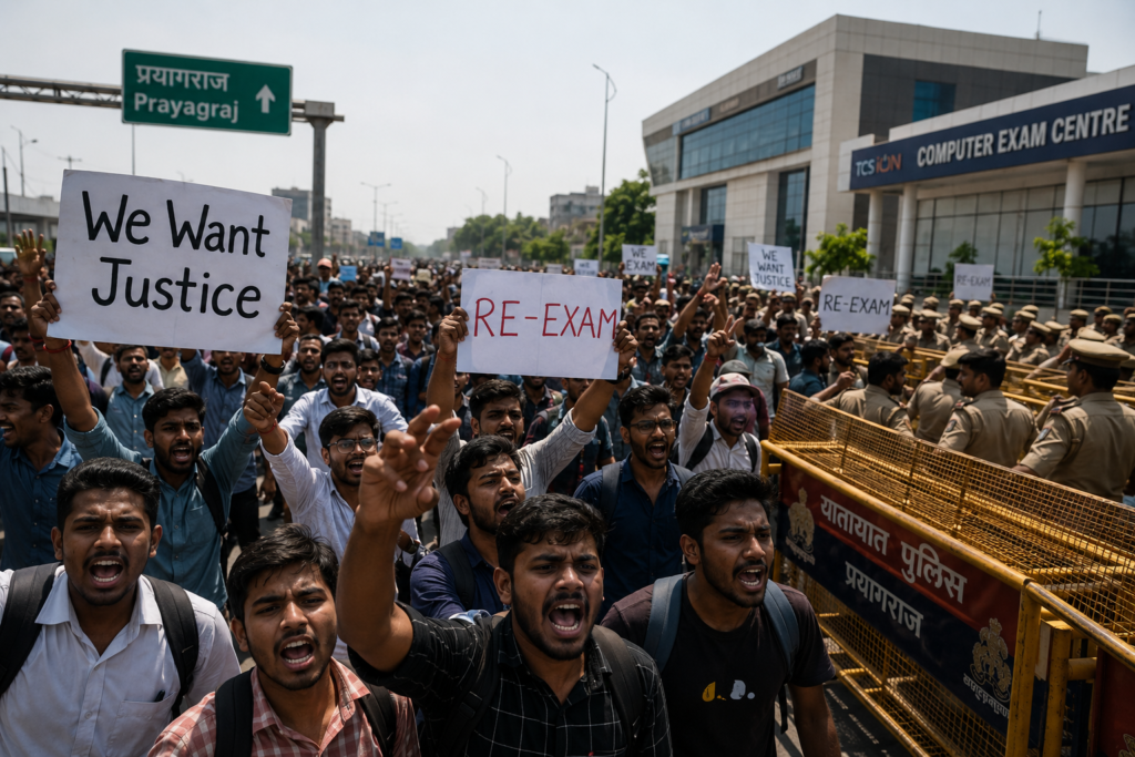 Prayagraj SSC GD Exam Hangama Students Protest