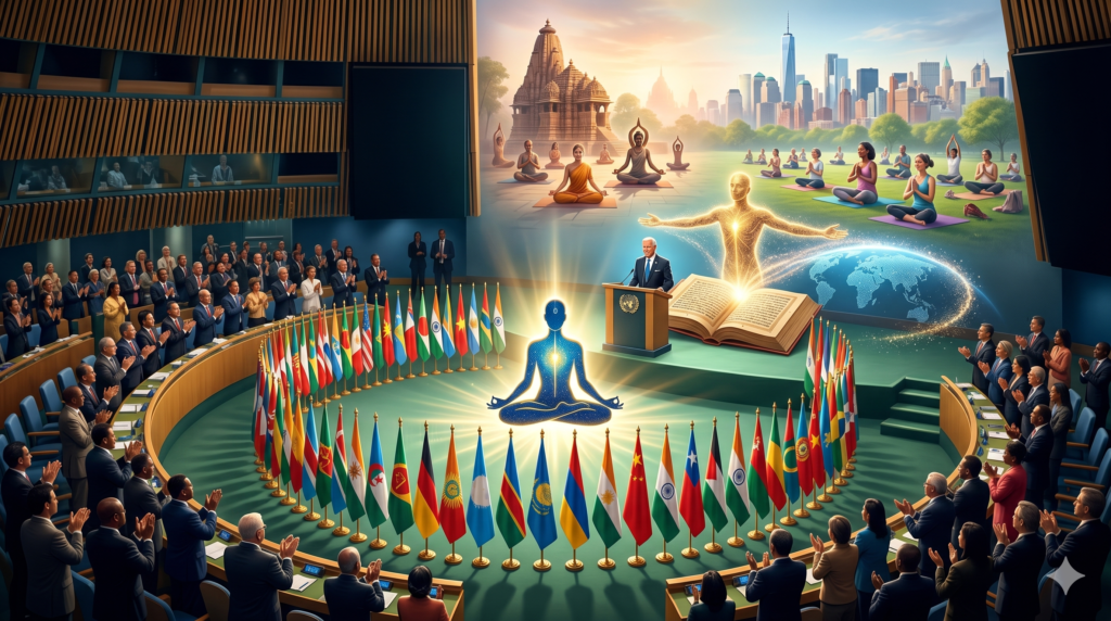 UN में International Yoga Day प्रस्ताव को समर्थन देते 177 देश