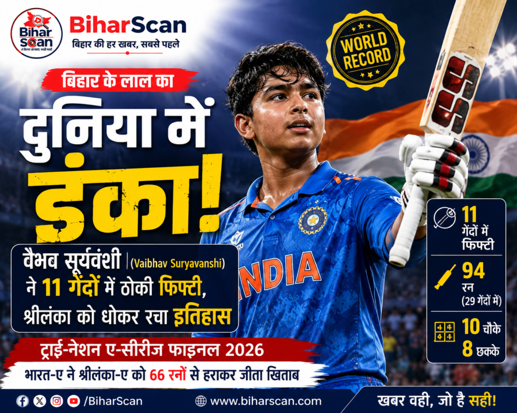 Vaibhav Suryavanshi बिहार के लाल ने श्रीलंका में मचाया गदर, 11 गेंदों में वर्ल्ड रिकॉर्ड फिफ्टी ठोक भारत को बनाया चैंपियन