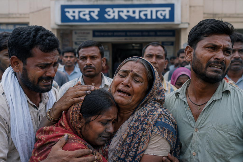 समस्तीपुर सदर अस्पताल के बाहर रोते-बिलखते सुधीर महतो के परिजन